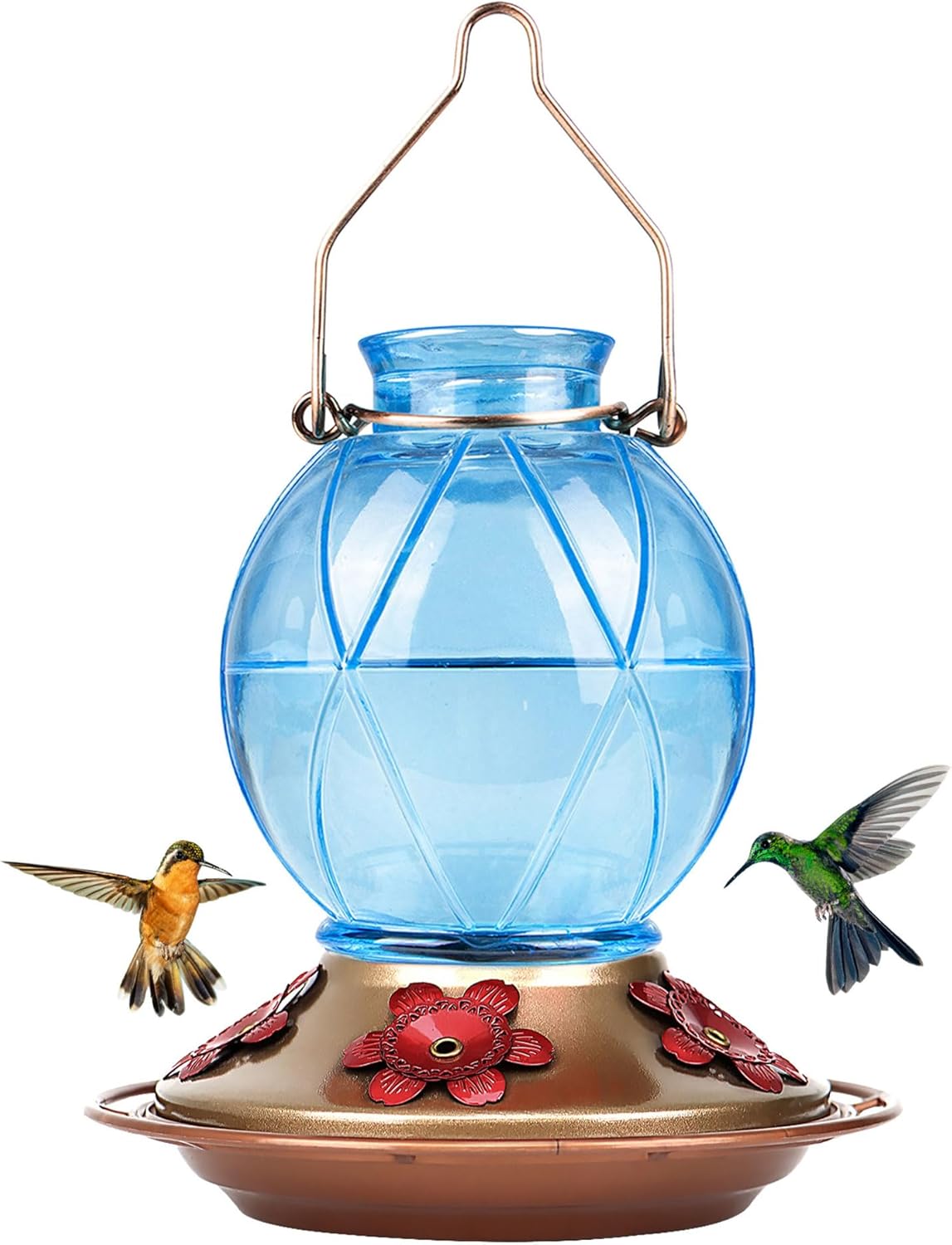 Hummingbird Feeder, Glass Hummingbird Feeder for Outdoors, Netted Texture Ball Shape Bottle, 20 Ounces, Lavender, Birthday Gifts for Women Men, Gifts for Mom Dad