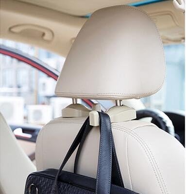 Universal Car Vehicle Back Seat Headrest Hanger Holder Hook for Bag Purse Cloth Grocery (Black -Set of 2)