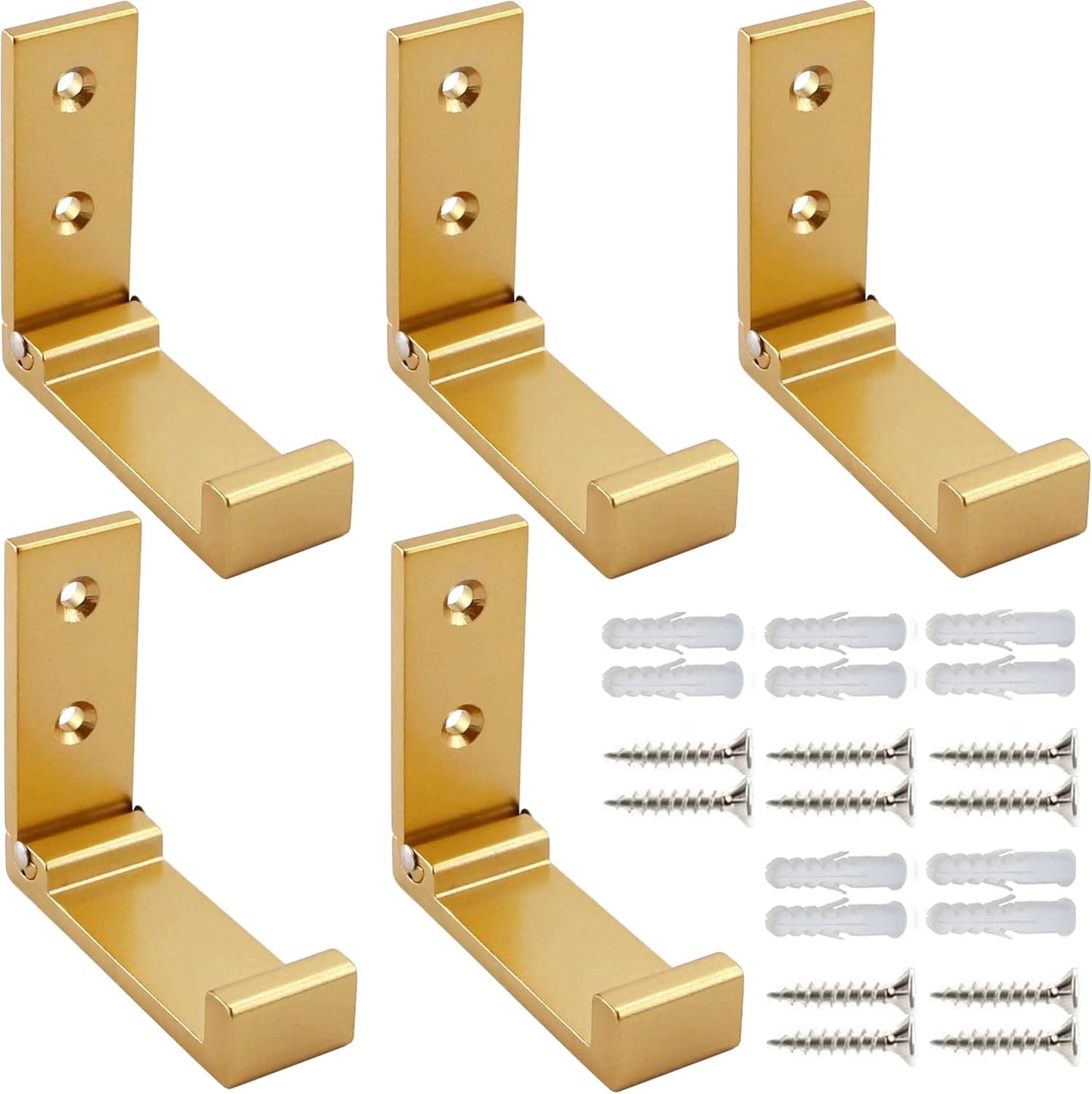 Folding Wall Hooks – 5-Pack Heavy Duty Aluminum Alloy Hooks for Coats, Towels, Headphones, Bags & Gear with Screws