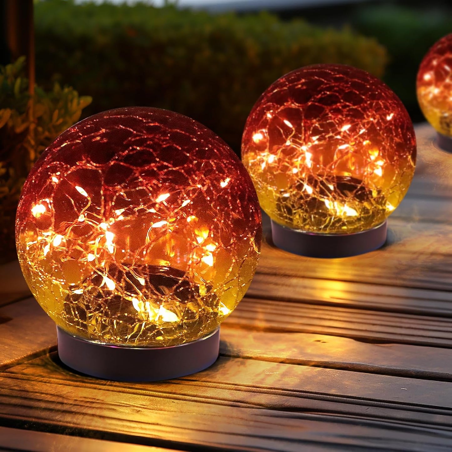 Solar Globe Lights Outdoor Waterproof-Solar Balls for Garden-Cracked Glass Ball Solar Lights Outdoor-Solar Orbs for Outside-Outdoor Decorations for Patio and Yard Lawn Backyard Decor