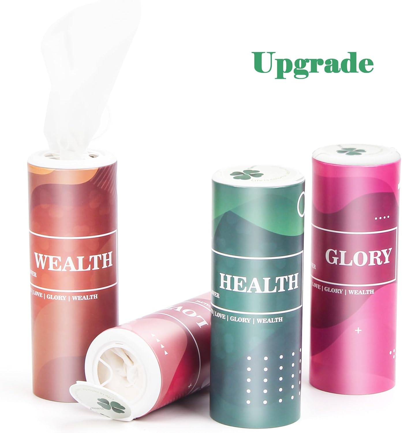 Car Tissues with Lotion, Car Tissues Holder for Car, 4 Packs Car Tissue Cylinder for Car Cup Holder, Facial Tissues Tube Box, Travel Tissues