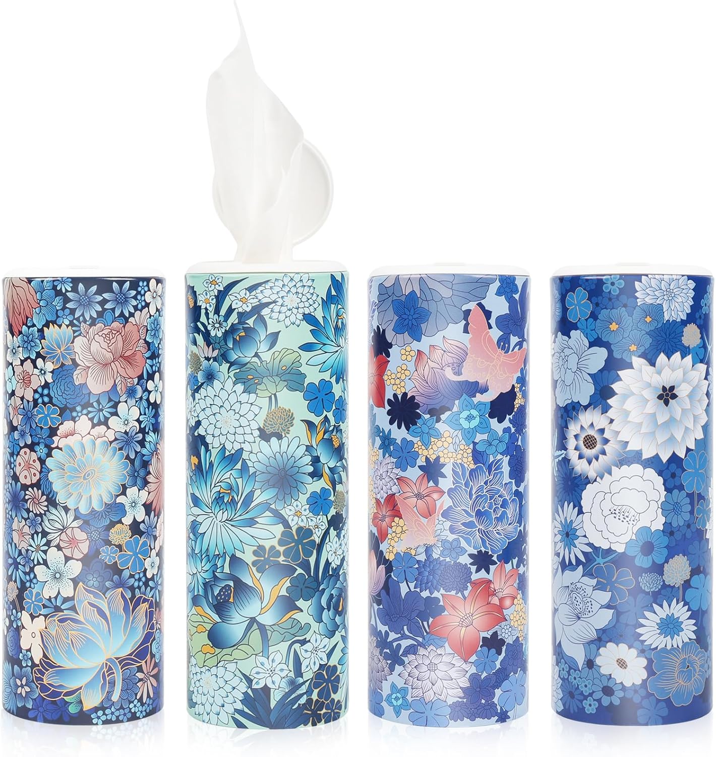 Car Tissues with Lotion, Car Tissues Holder for Car, 4 Packs Car Tissue Cylinder for Car Cup Holder, Facial Tissues Tube Box, Travel Tissues