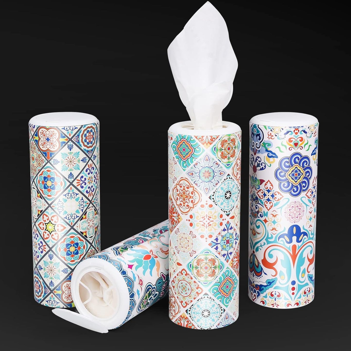 Car Tissues with Lotion, Car Tissues Holder for Car, 4 Packs Car Tissue Cylinder for Car Cup Holder, Facial Tissues Tube Box, Travel Tissues