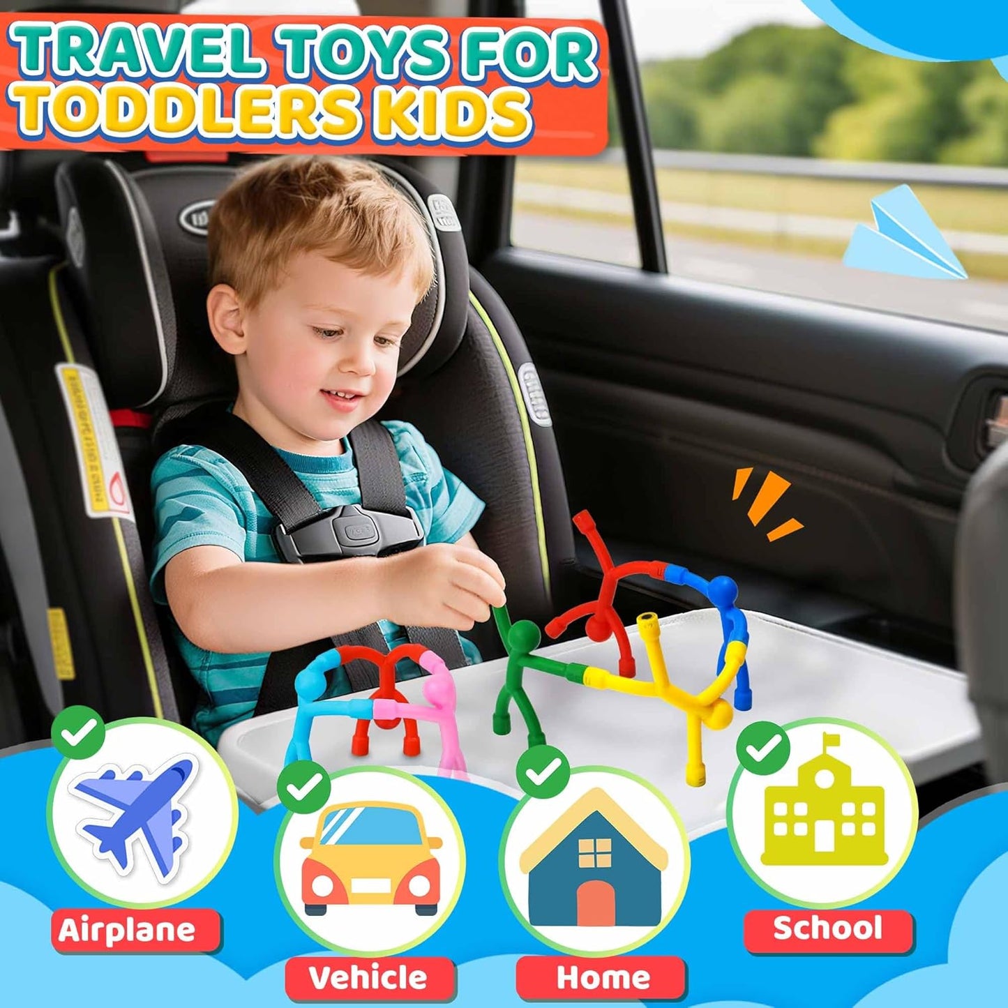 Magnetic Travel Toys for Toddler 5PCS, Airplane Travel Activities Essential Fidget Toys for Kids Road Trip Sensory Toy, Fridge Magnet for Toddler 3 4 5 6 7 8 Year Old, Gifts for Boys and Girls