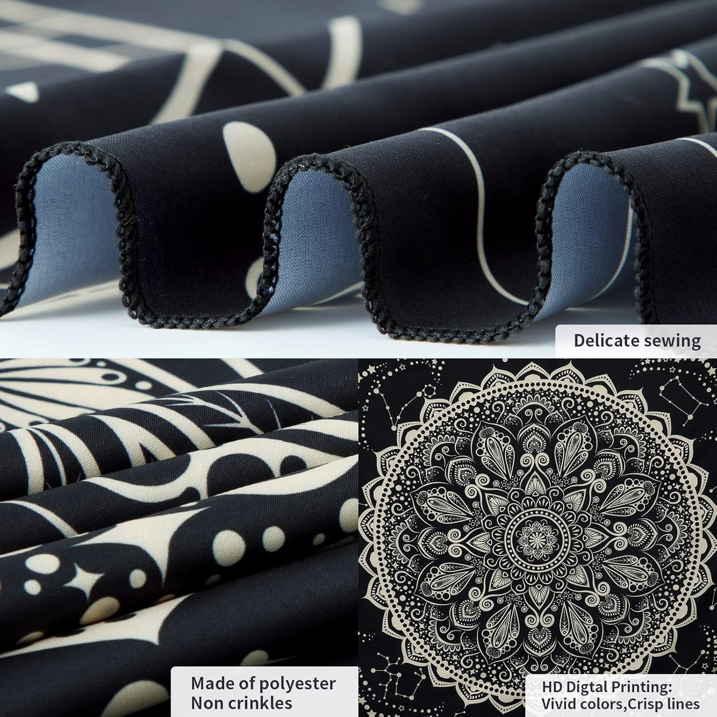 Black Golden Mandala Tapestry Astrology Space Wall Hanging Tapestries Wall Tapestrys Large Aesthetic Hippie Wall Decor Bohemian Wall Art Boho Home Talestry for Bedroom,Living Room,Ceiling