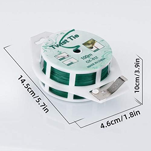 328ft Green Twist Ties with Cutter – Plant Support Wire for Gardening & Home Organization