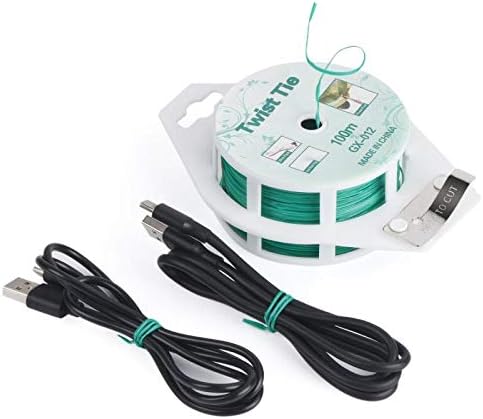 328ft Green Twist Ties with Cutter – Plant Support Wire for Gardening & Home Organization