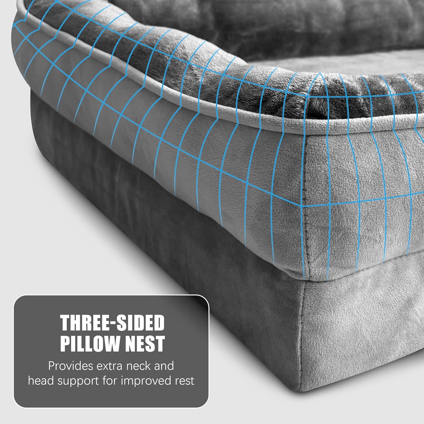 Orthopedic Dog Sofa Bed – Medium Grey Foam Couch with Washable Cover & Waterproof Lining