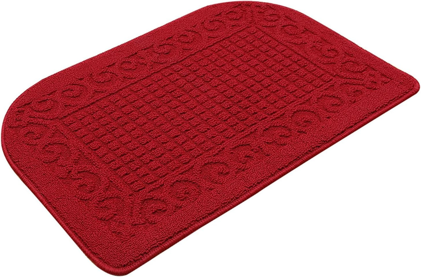 Half Round Anti-Fatigue Kitchen Mat – 27"x18" Non-Slip, Machine Washable Rug (Burgundy)