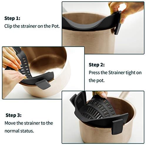 Universal Silicone Clip-On Strainer – Fits All Pots & Pans, Easy Pour Food Colander