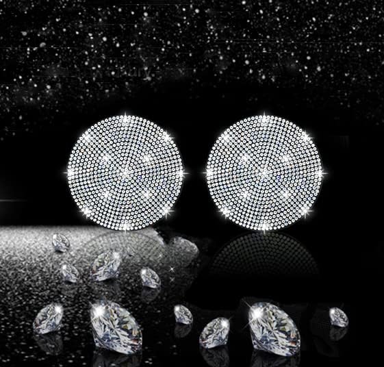 2Pcs Bling Car Cup Holder Coasters – White Crystal Rhinestone Anti-Slip Car Interior Accessories for Women (2.75 Inch)