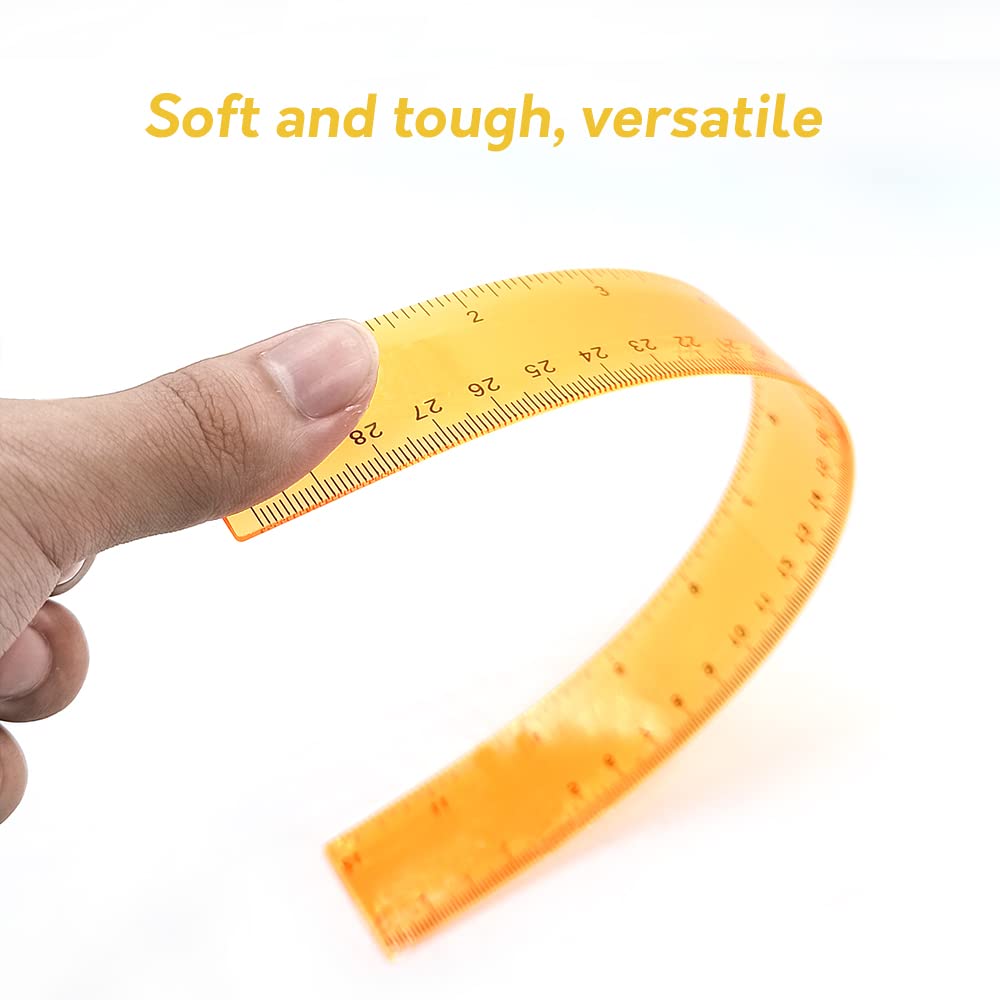 Transparent 12-Inch Ruler Set – 7 Pack Plastic Rulers with Inches, Centimeters, and Millimeters for School and Office