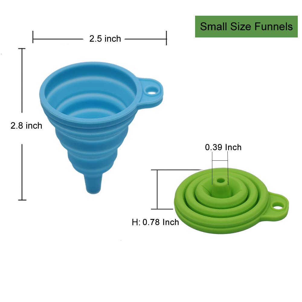 Collapsible Silicone Funnel Set – 4-Pack Foldable Kitchen Funnels for Bottles & Liquids