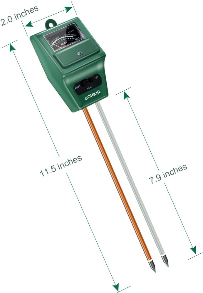 MS02 3-in-1 Soil pH Meter – Moisture, Light & pH Tester for Plants (Green)
