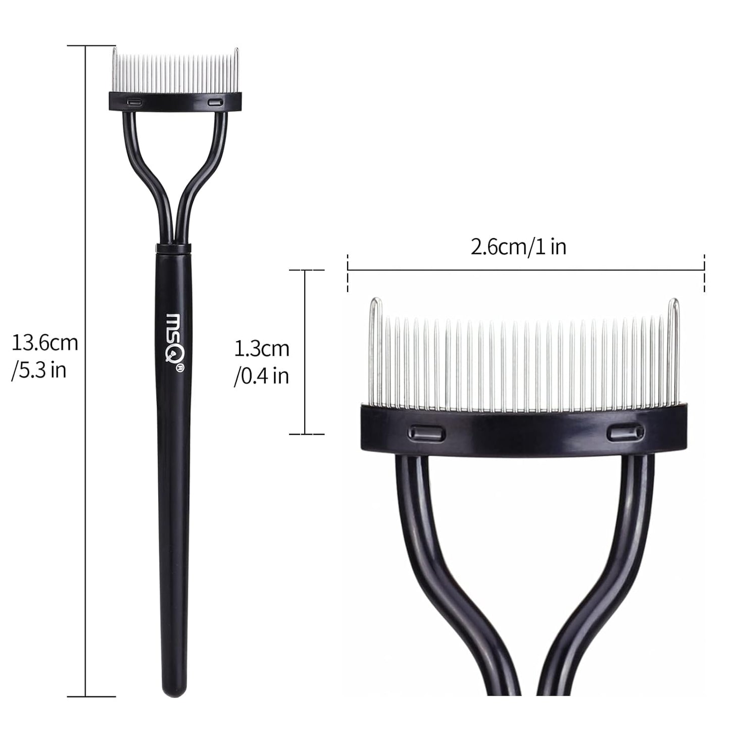 Eyelash Comb Separator Tool – Black Mascara Applicator with Arc Design & Protective Cover (1PC)