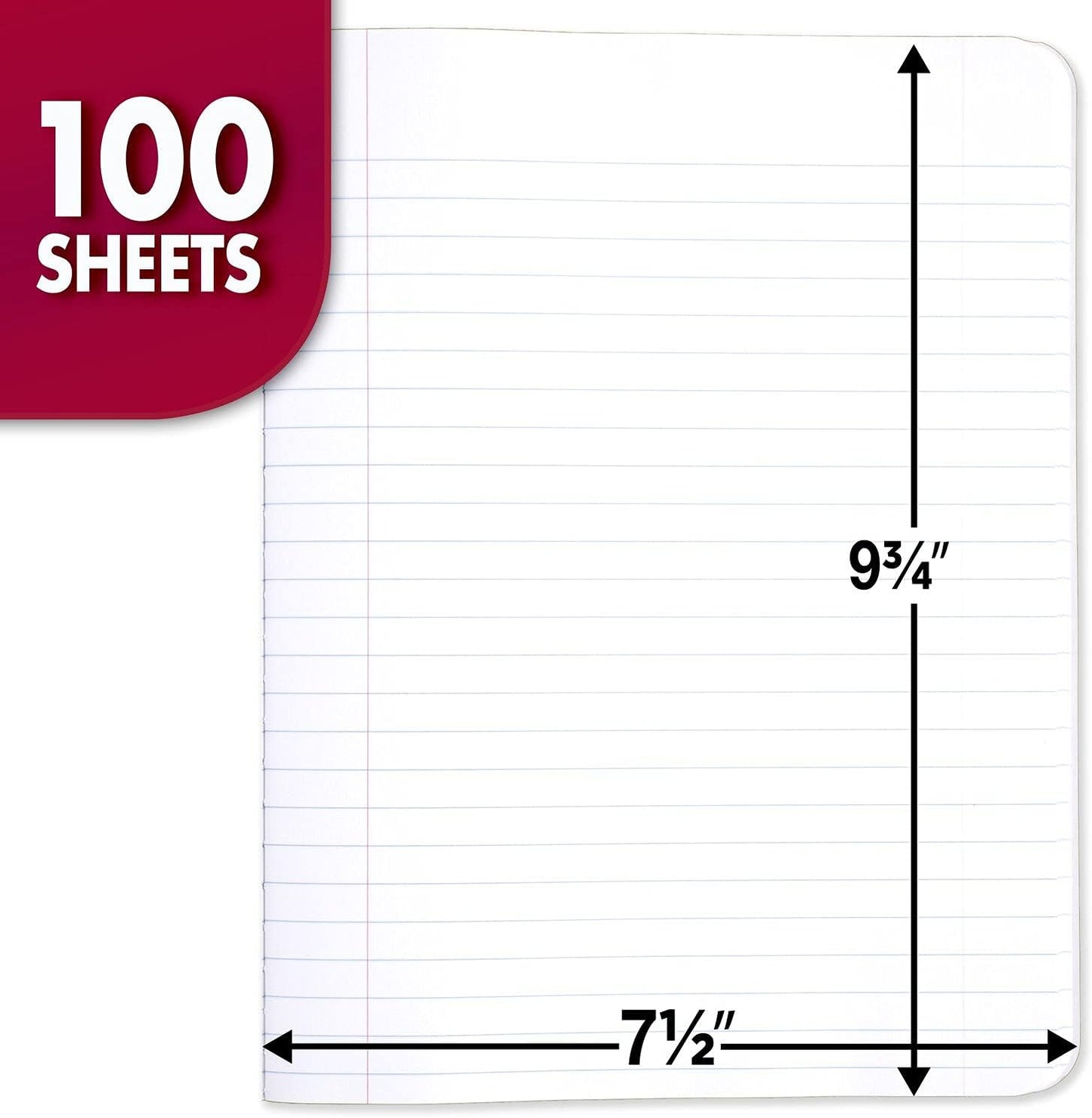 Wide Ruled Composition Notebooks – 3 Pack Black Marble, 100 Sheets Each, 7.5" x 9.75"