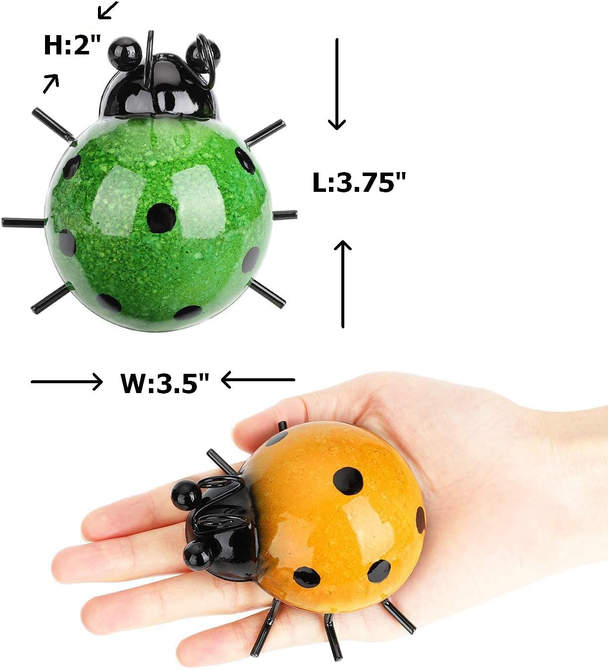 Metal Garden Wall Art Decorative Set of 4 Cute Ladybugs Outdoor Wall Sculptures