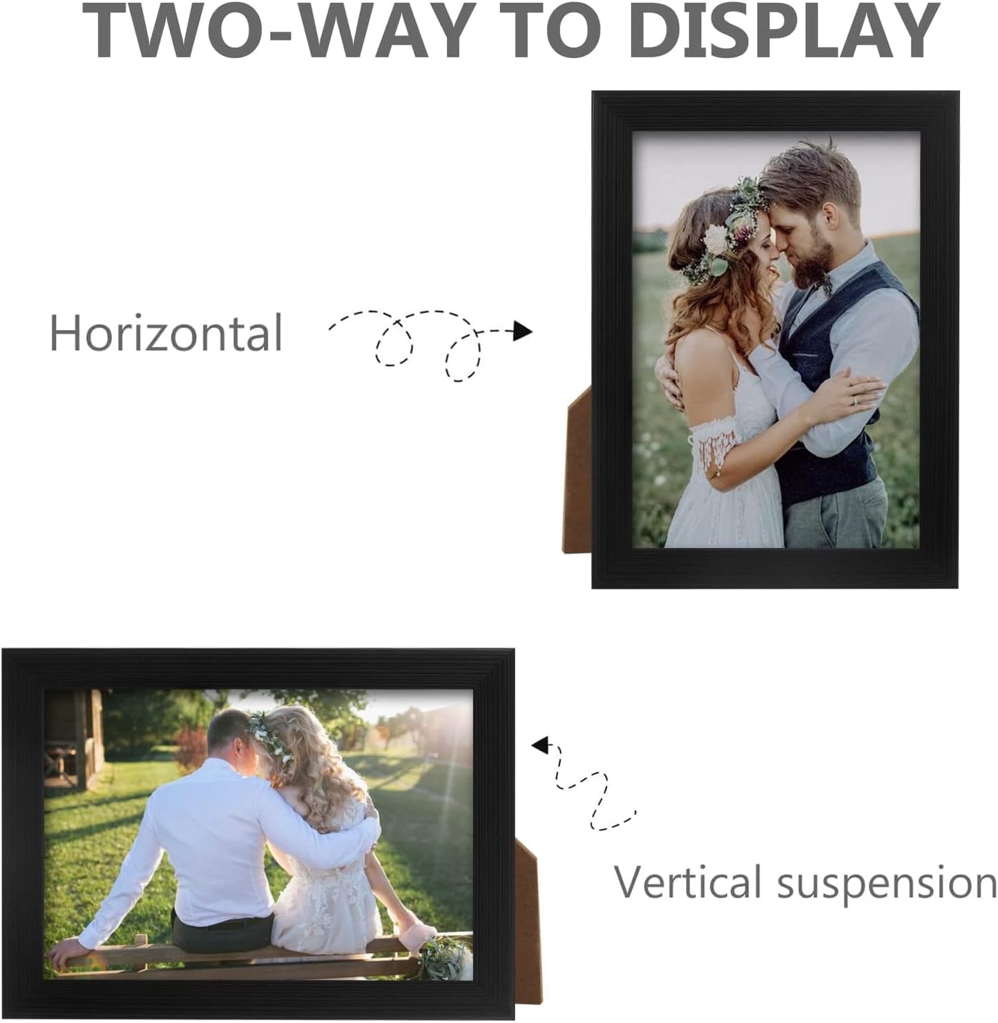 2-Pack 5x7 Black Picture Frames – Wall & Tabletop Display with Clear Plexiglass