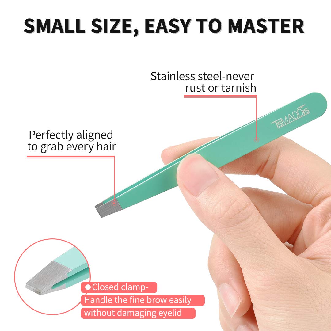 6-Piece Precision Tweezer & Curved Scissor Set for Eyebrow & Facial Hair – with Leather Travel Case