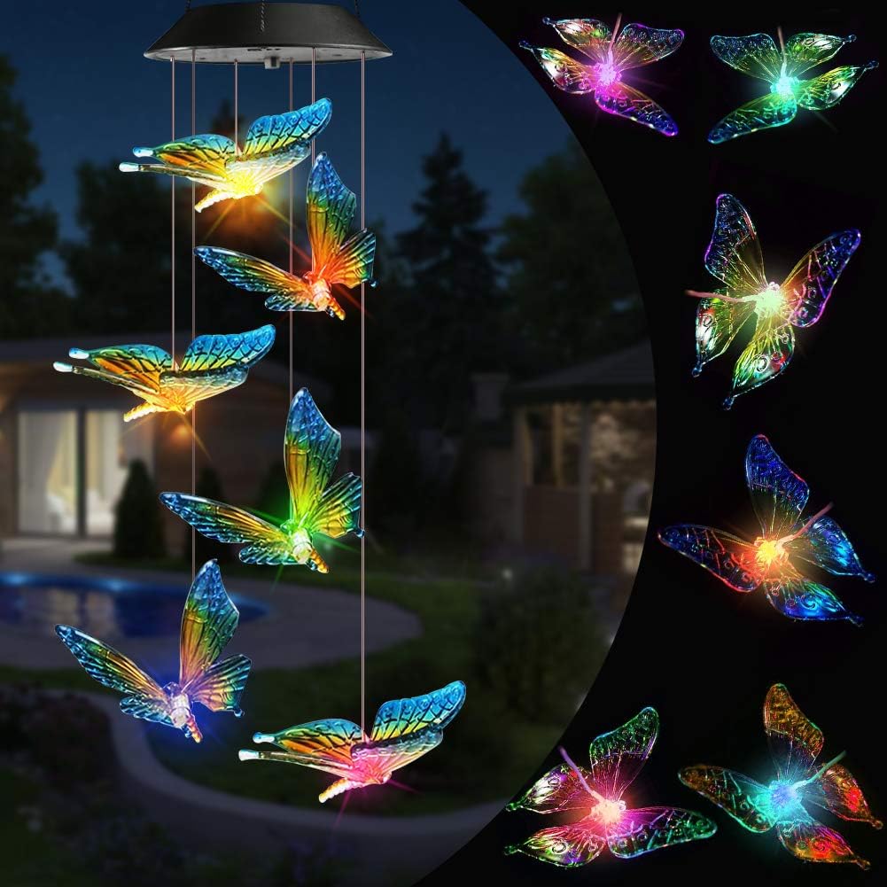 Solar Wind Chime, Color Changing Ball Wind Chimes, LED Decorative Mobile, Gifts for Mom Grandma, Waterproof Outdoor Solar Lights for Garden, Patio, Party, Yard, Window, Outdoor Decorations