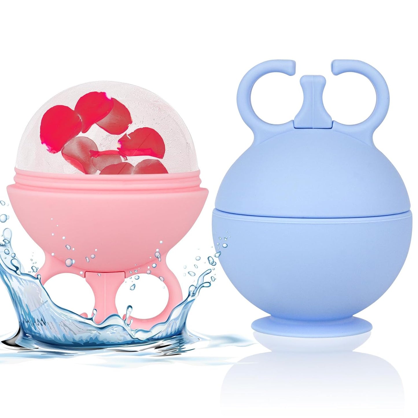 2-Pack Ice Cube Face Rollers – Reusable Facial Ice Molds for Puffiness, Skin Toning & Relaxation (Pink & Blue)