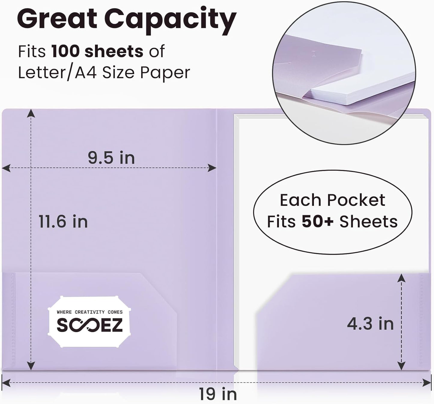 6-Pack Plastic Pocket Folders – Heavy Duty, 2-Pocket, Pastel Colors for School & Office