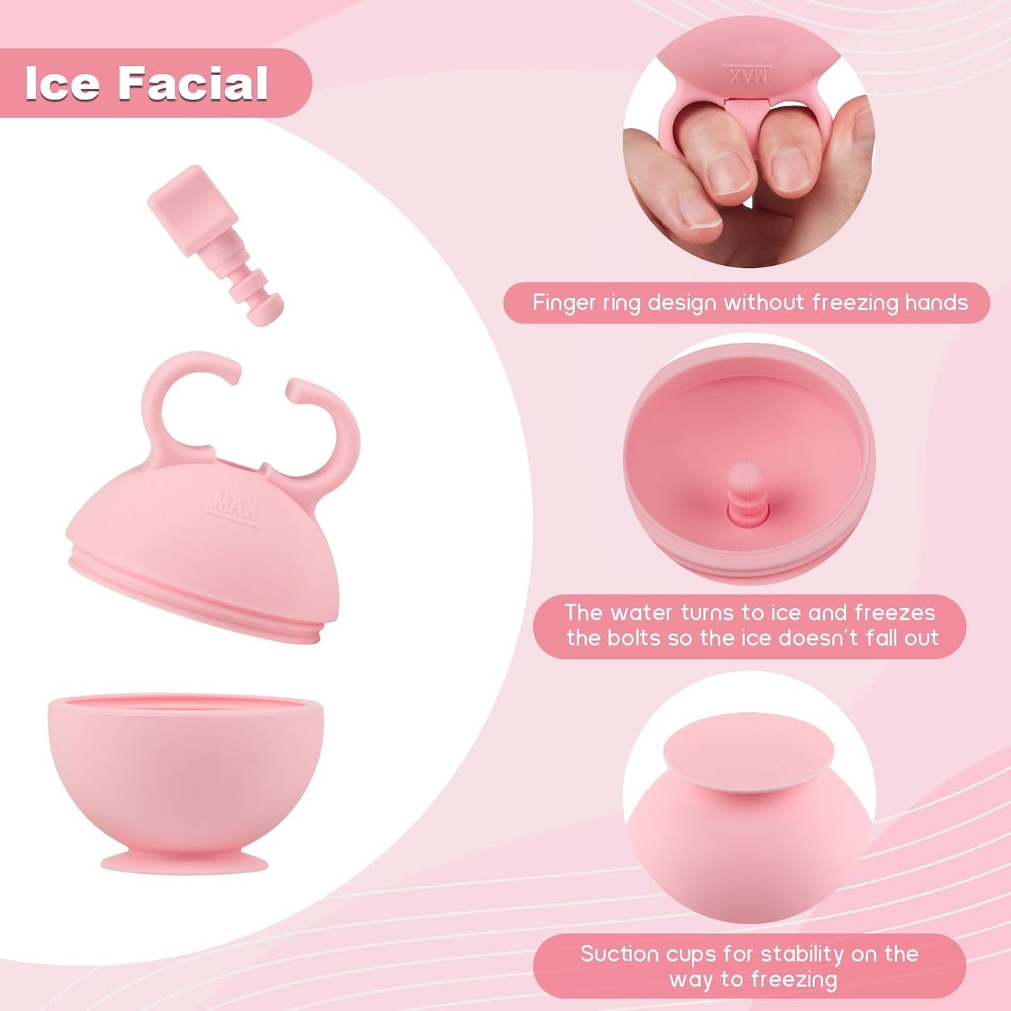 2-Pack Ice Cube Face Rollers – Reusable Facial Ice Molds for Puffiness, Skin Toning & Relaxation (Pink & Blue)