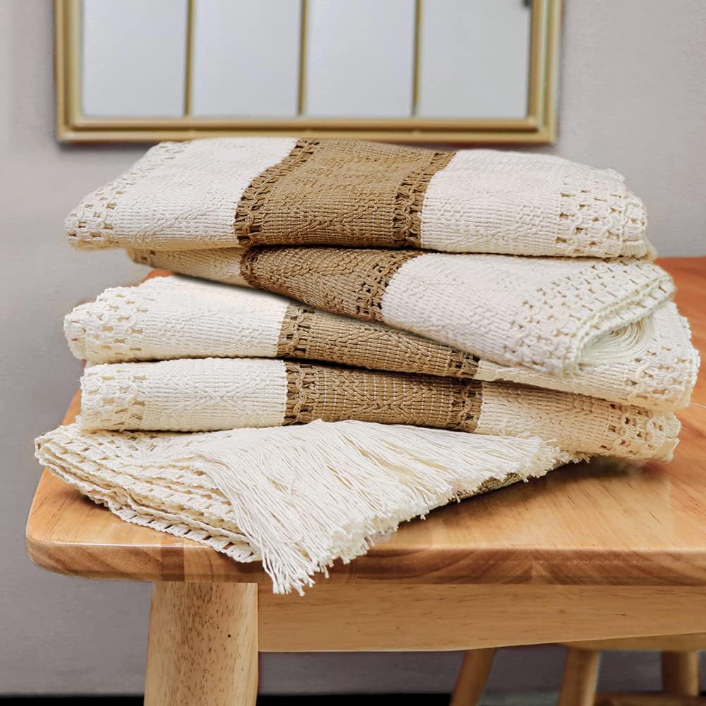 Farmhouse Macrame Table Runner – Rustic Boho Cotton Lace Decor for Dining Tables, 72"x12