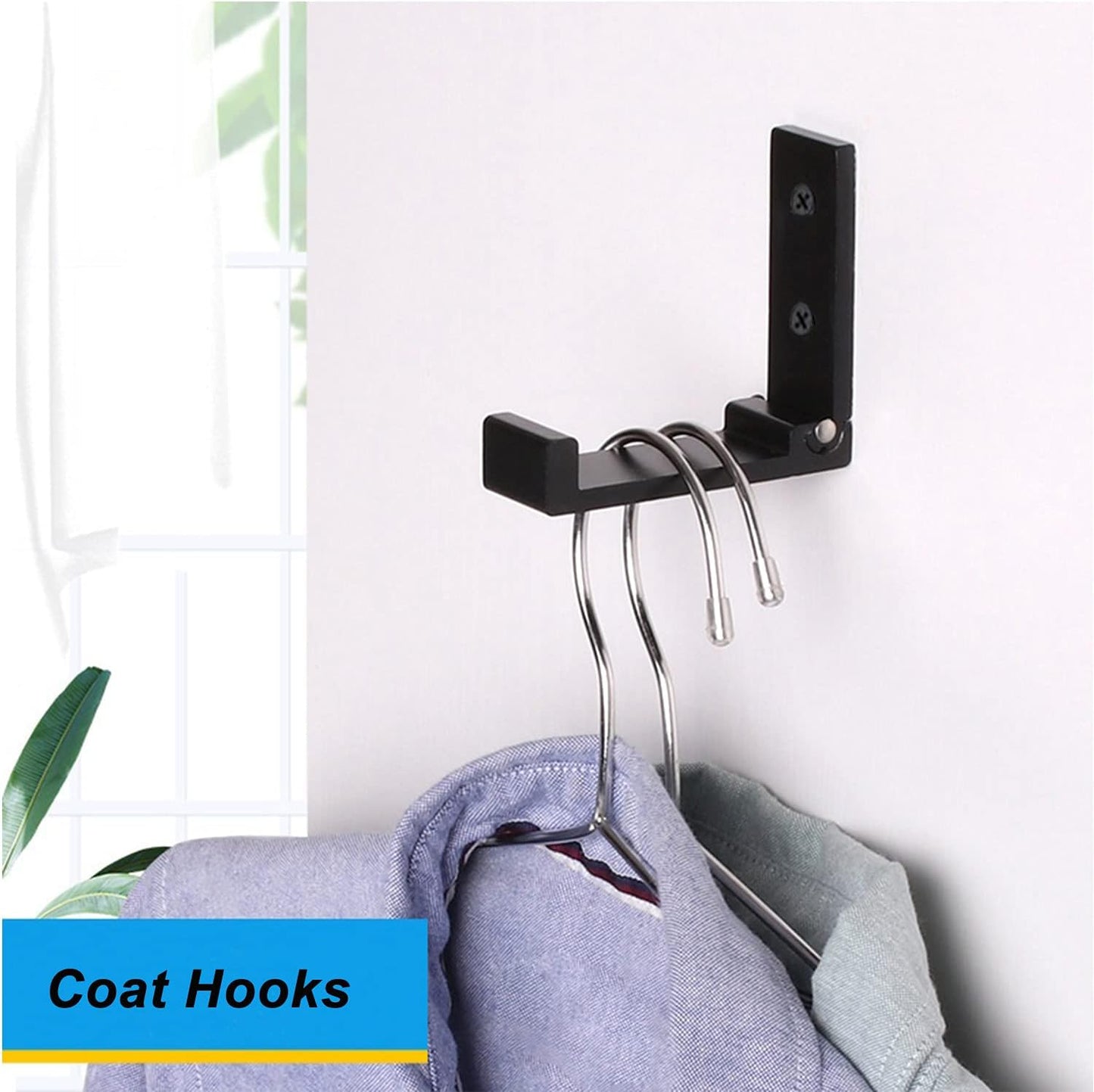 Folding Wall Hooks – 5-Pack Heavy Duty Aluminum Alloy Hooks for Coats, Towels, Headphones, Bags & Gear with Screws