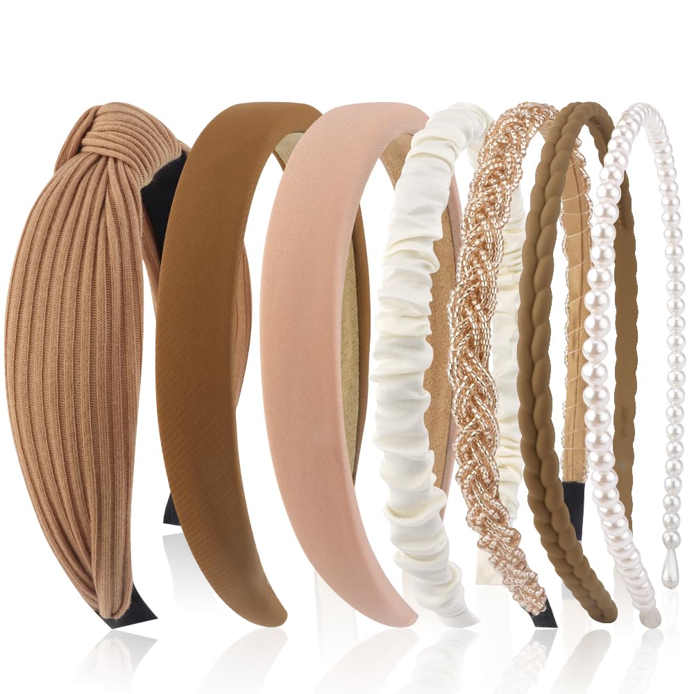 7-Pack Neutral Headbands for Women – Non-Slip, Trendy Multi-Style Hair Accessories