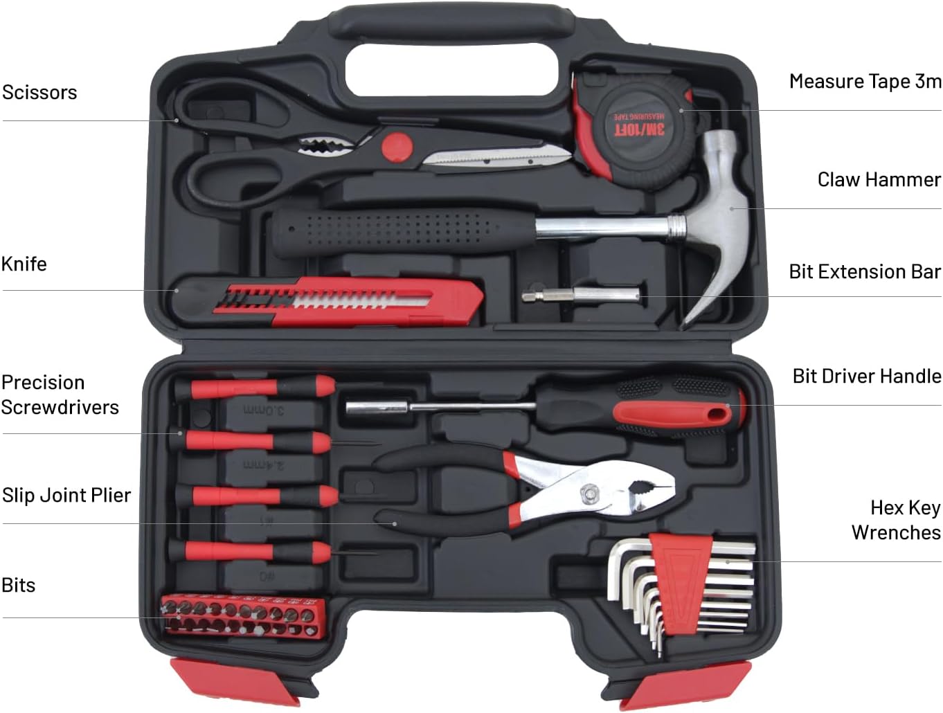 39-Piece Home Tool Kit with Compact Toolbox – All-in-One Repair Set