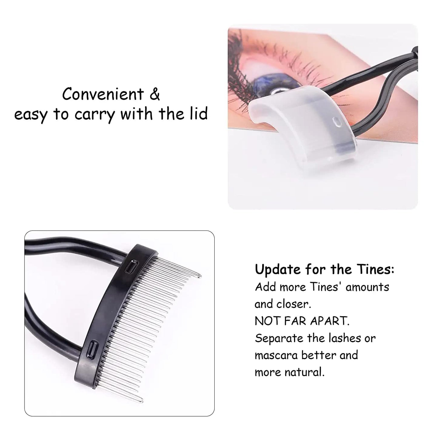 Eyelash Comb Separator Tool – Black Mascara Applicator with Arc Design & Protective Cover (1PC)