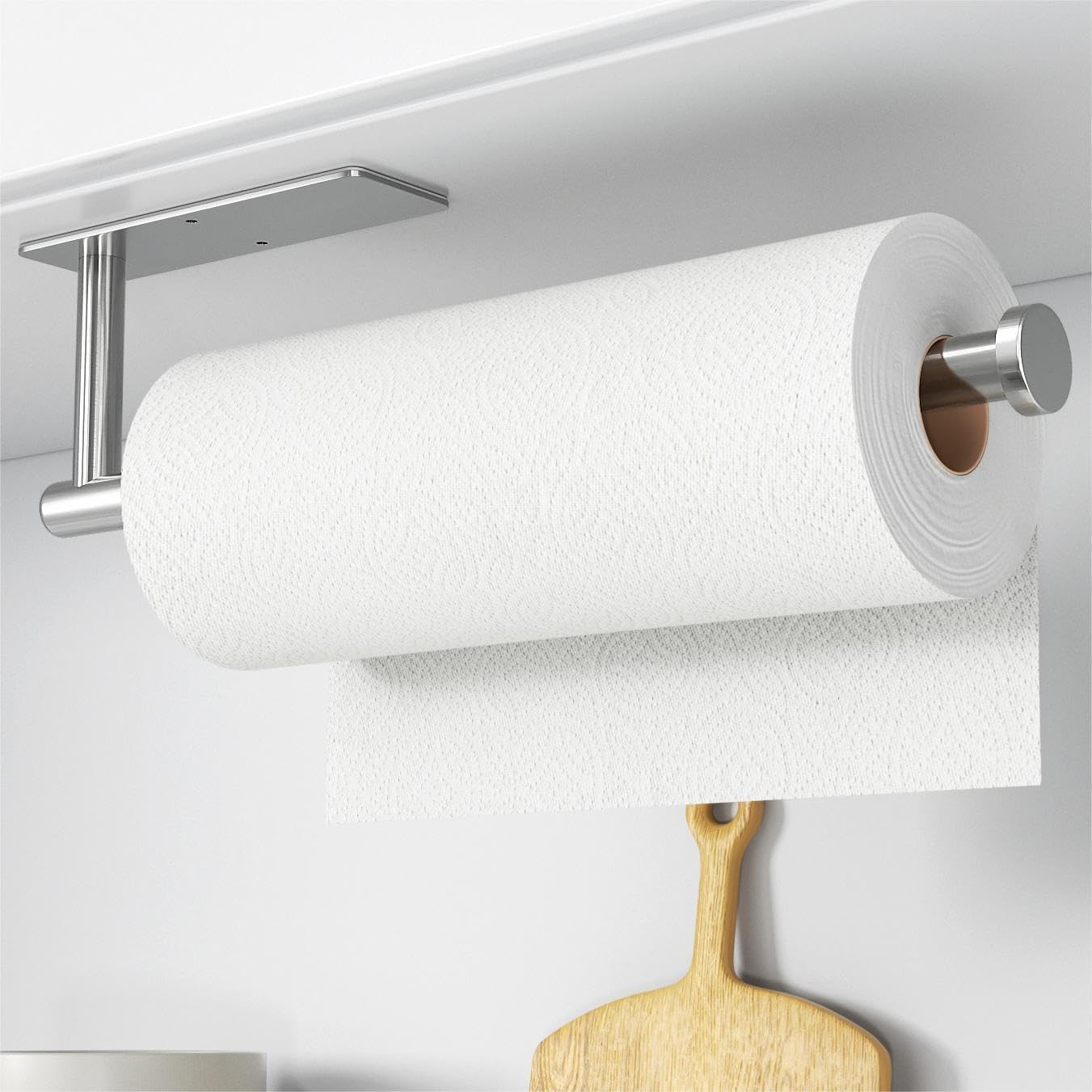 Matte Black Paper Towel Holder – Self-Adhesive or Wall Mounted Kitchen Roll Rack (SUS304 Stainless Steel)