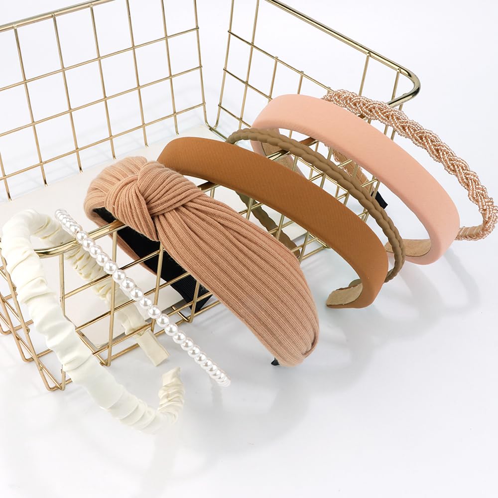 7-Pack Neutral Headbands for Women – Non-Slip, Trendy Multi-Style Hair Accessories