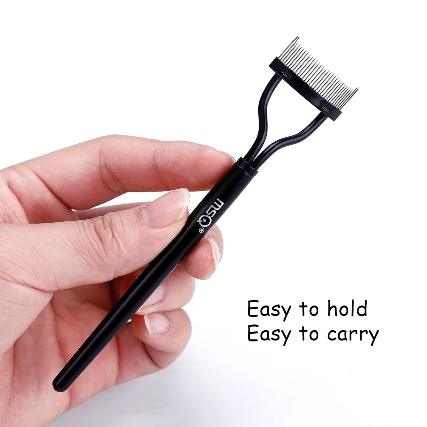 Eyelash Comb Separator Tool – Black Mascara Applicator with Arc Design & Protective Cover (1PC)