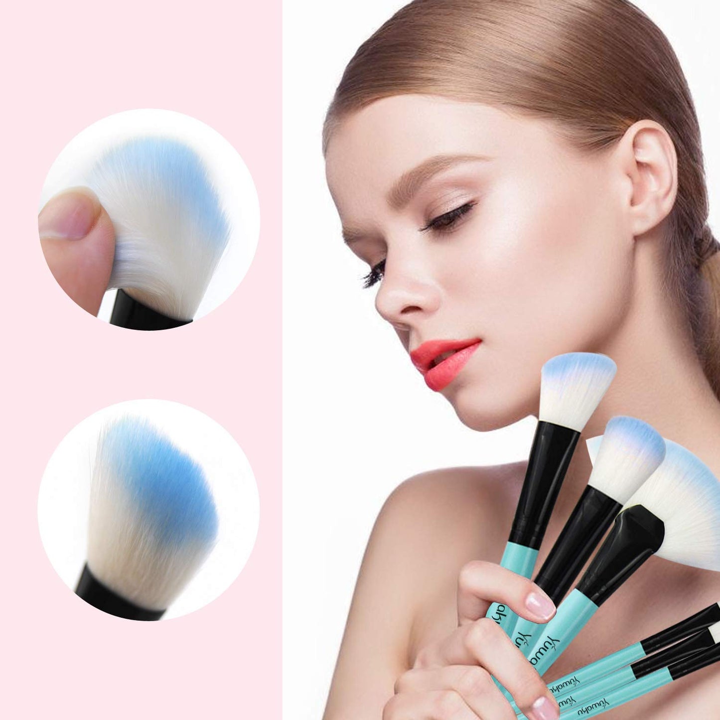 32-Piece Blue Premium Makeup Brush Set – Foundation, Blending, Eyeshadow, Eyeliner & More with Travel Makeup Bag