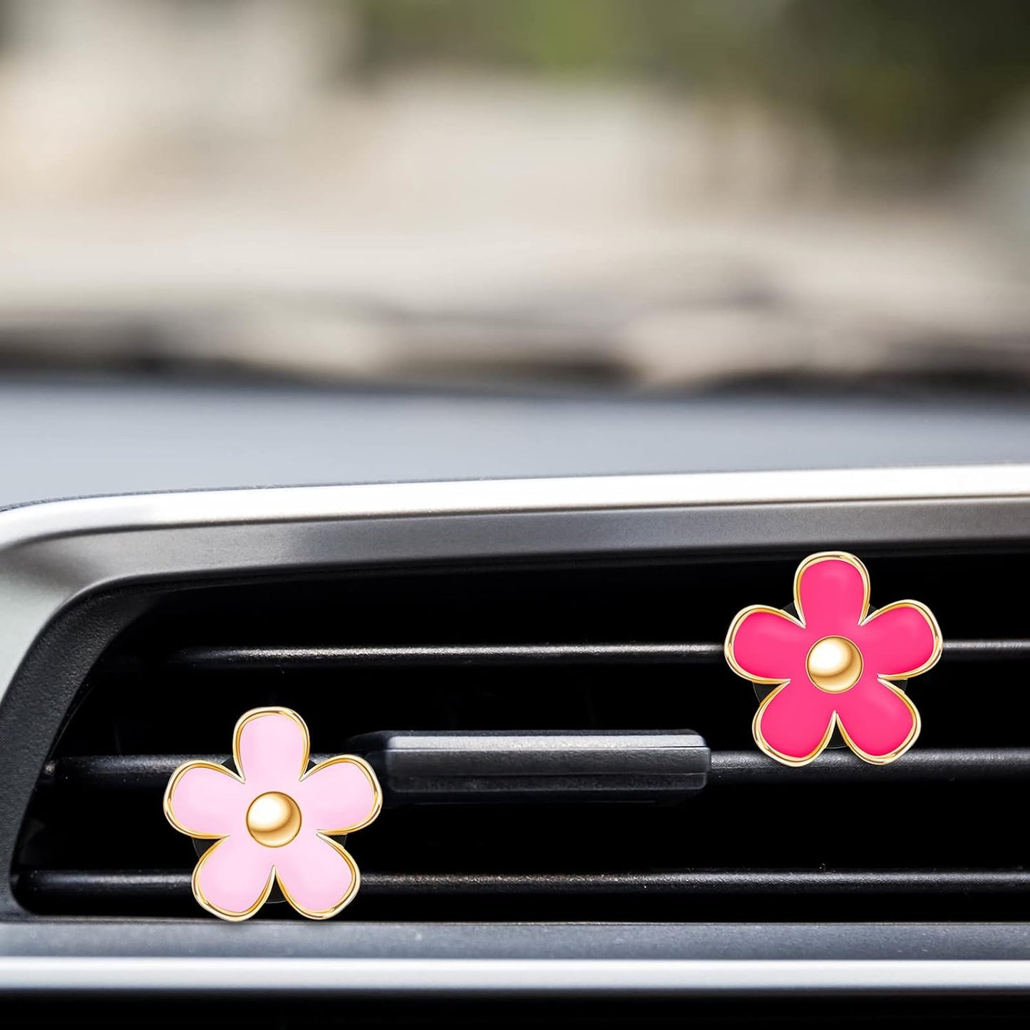 6 Pcs Daisy Flower Car Air Vent Clip Set – Cute Dashboard Accessories & Car Air Fresheners (Red, Pink, White)