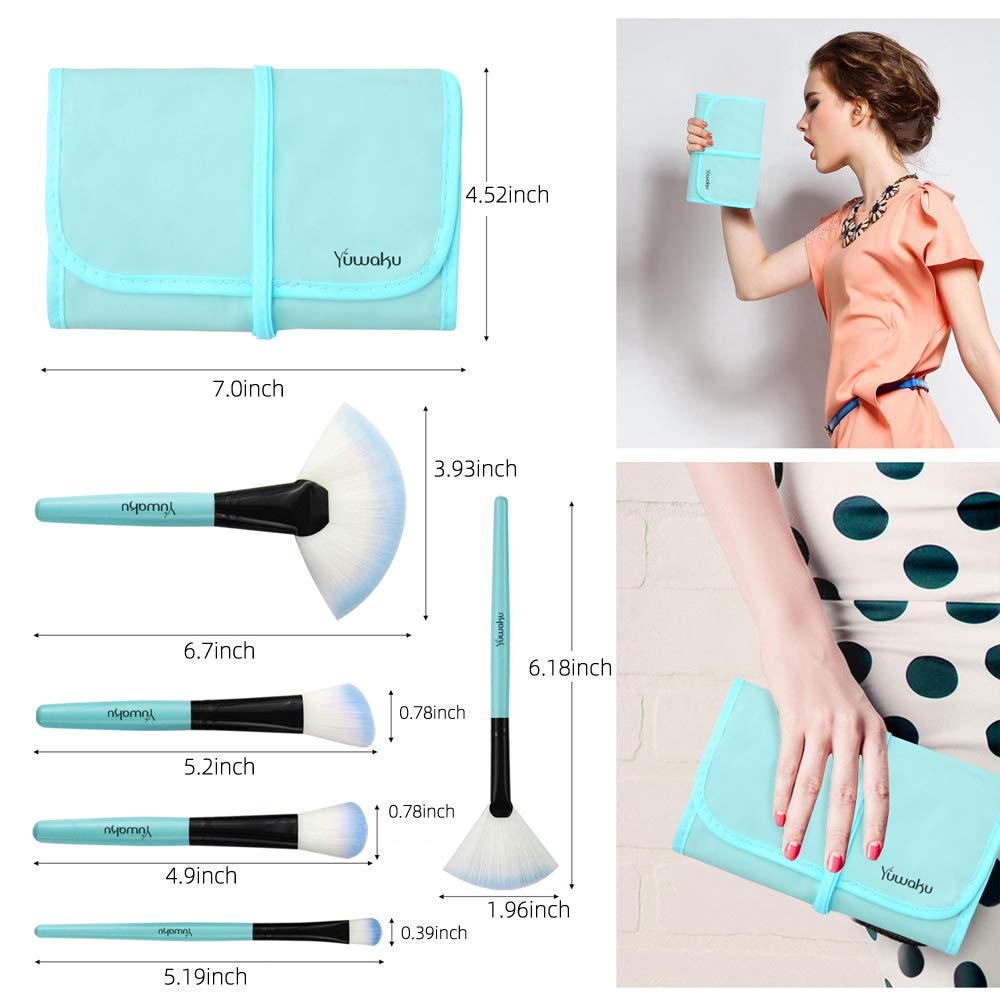 32-Piece Blue Premium Makeup Brush Set – Foundation, Blending, Eyeshadow, Eyeliner & More with Travel Makeup Bag
