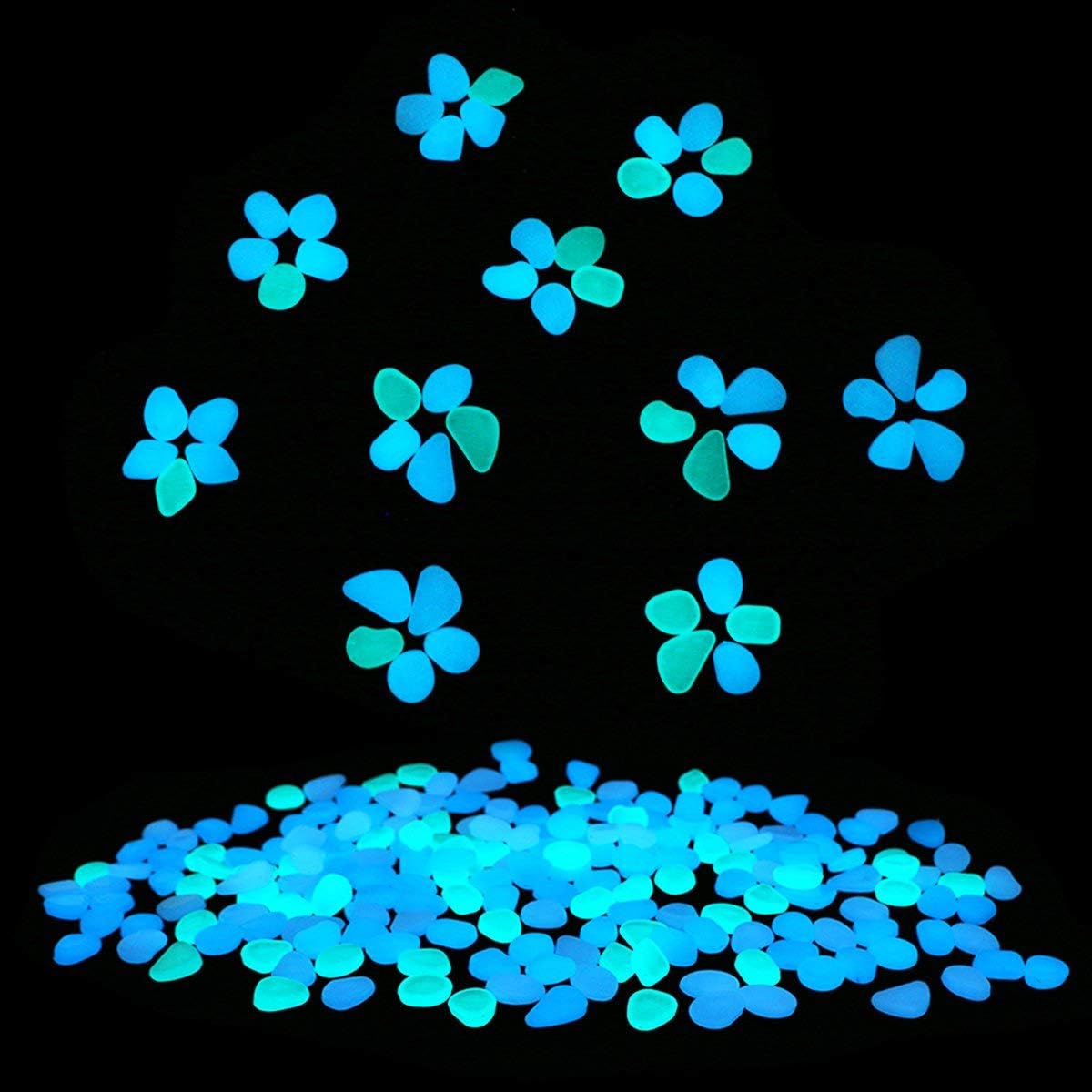 Glow in the Dark Garden Pebbles – 200PCS Blue Luminous Stones for Yard, Walkway & DIY Decor