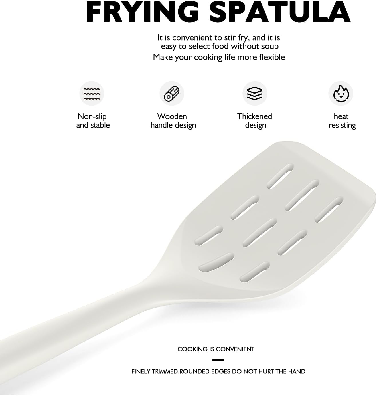 Cream White Silicone Cooking Utensils Set – Heat Resistant Kitchen Tools with Wooden Handles