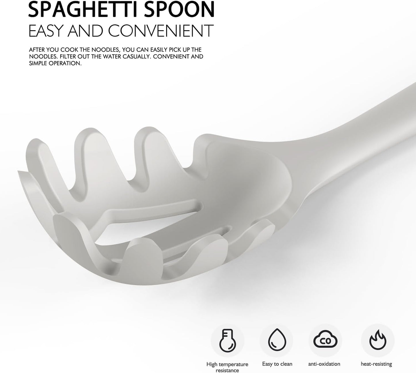 Cream White Silicone Cooking Utensils Set – Heat Resistant Kitchen Tools with Wooden Handles