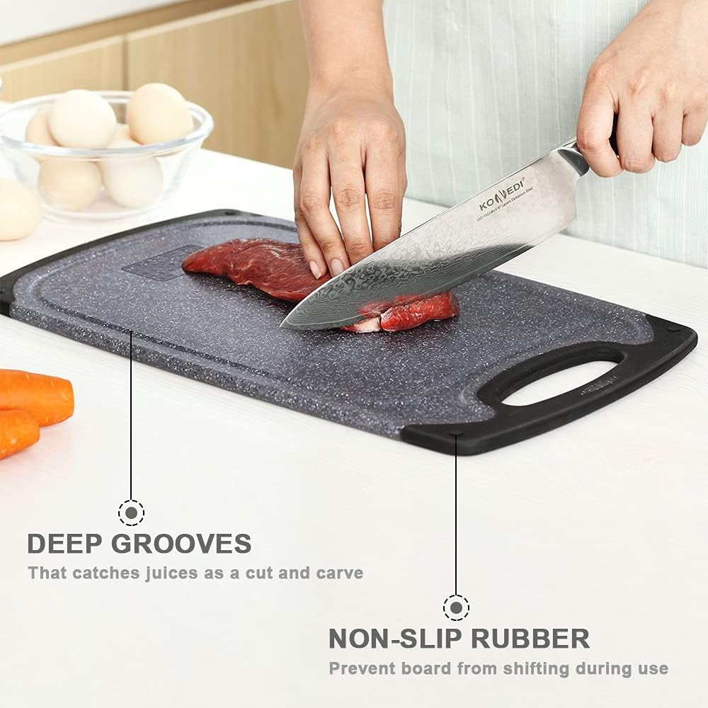 3-Piece Cutting Board Set – Non-Slip, Dishwasher Safe with Juice Groove & Grip Handle (Large, Medium, Small)