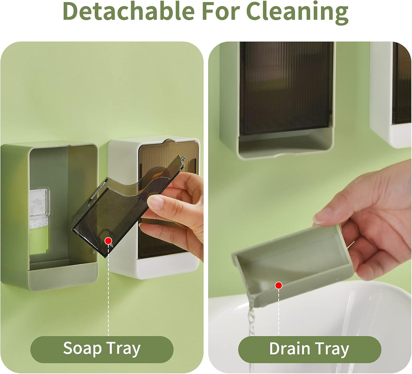 2-Pack Self-Draining Wall-Mounted Soap Holder – No-Drill Tray for Bathroom & Kitchen