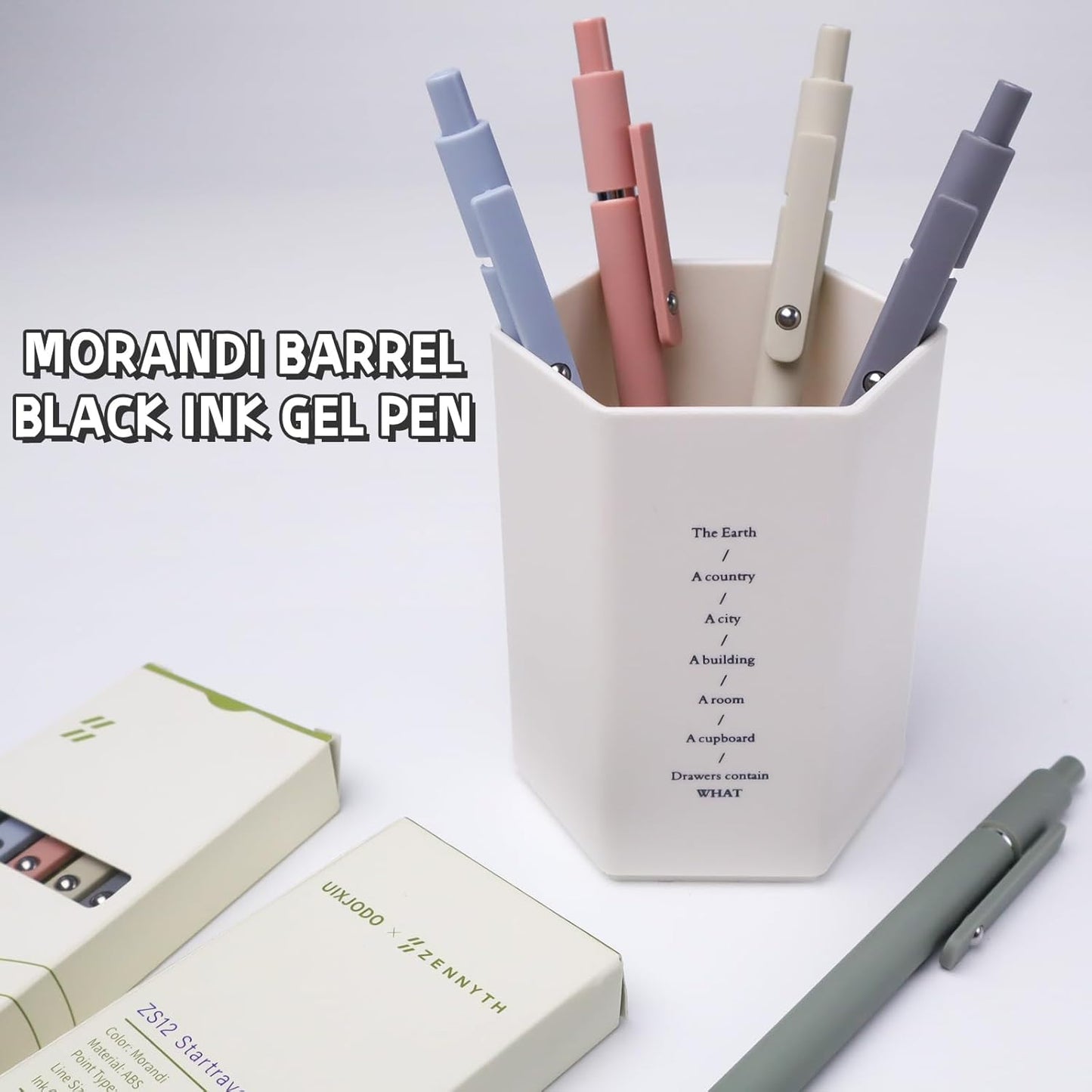Morandi Gel Pens – 5-Piece Fine Point Black Ink Set (0.5mm) for Journaling & Office Use