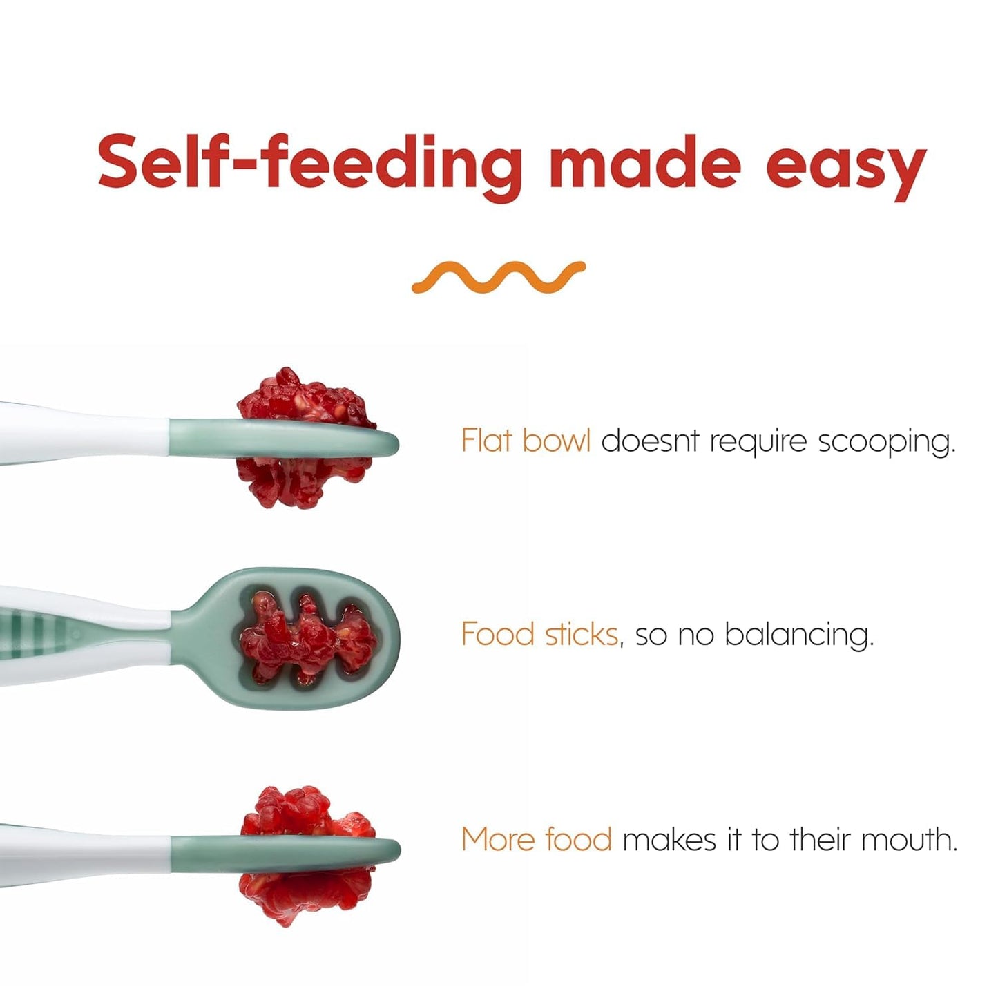 Silicone Baby Spoons – 2-Pack Pre-Spoon Self-Feeding Utensils for BLW (6+ Months, Blue/Orange)