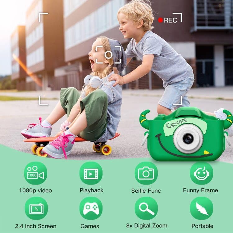 Kids Digital Camera with Cartoon Cover – Toy Camcorder for Ages 3–8 (32GB Card Included)