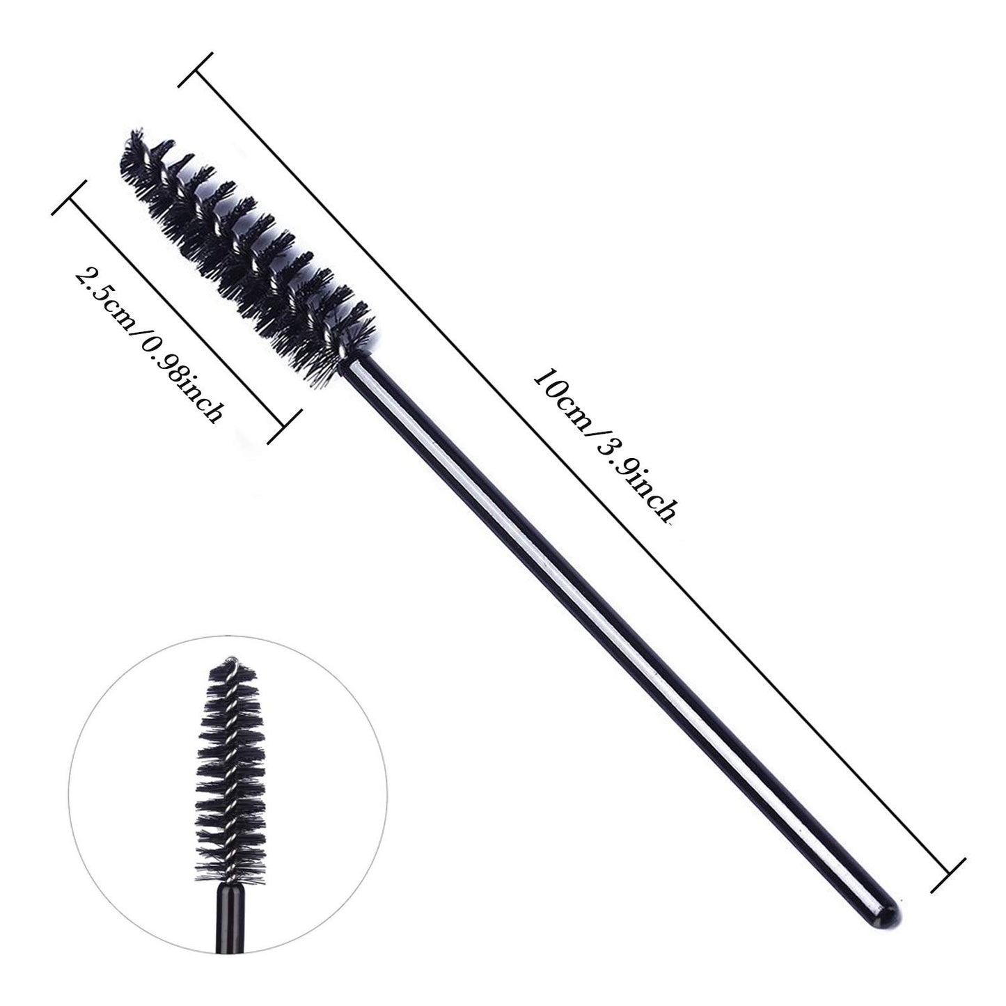100 Pcs Disposable Mascara Wands – Black Eyelash Brushes for Extension, Eyebrow & Makeup Application – Hygienic Spoolies for Salon & Personal Use
