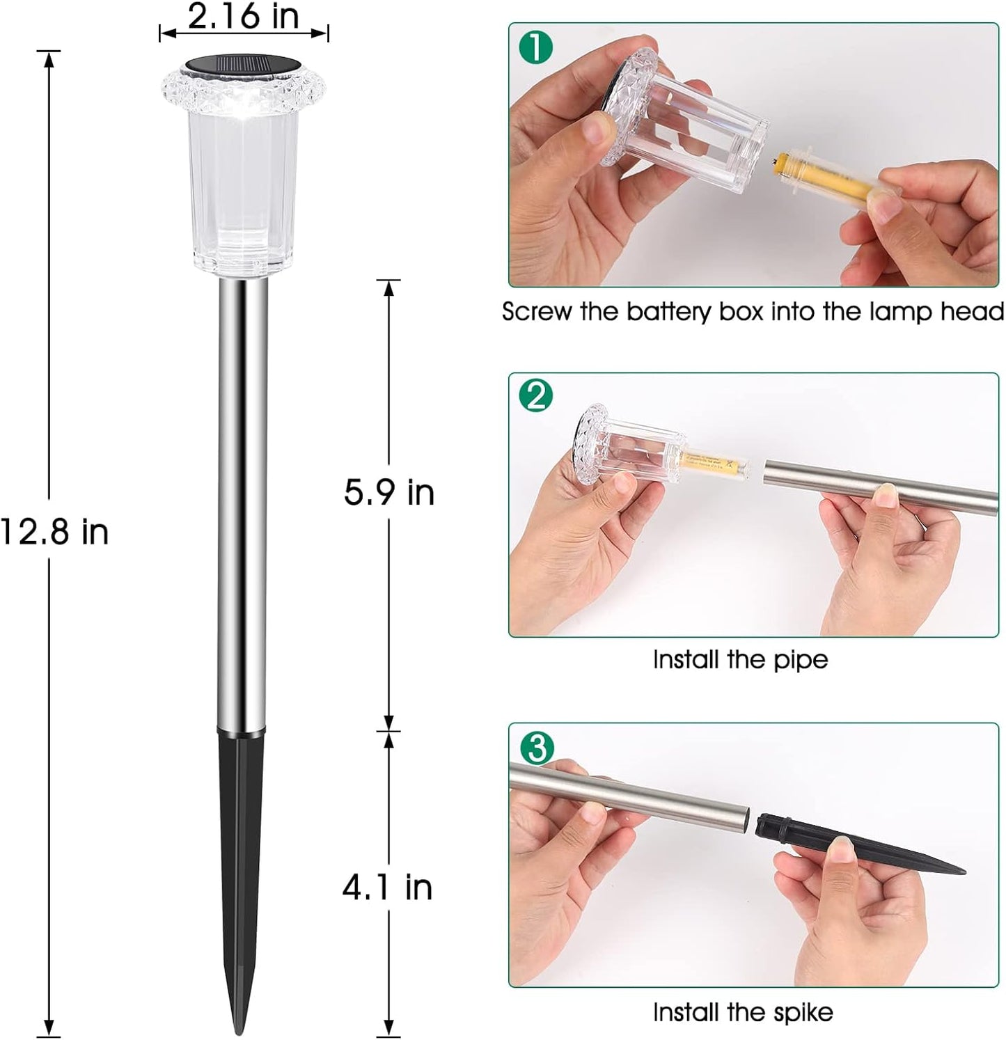 Solar Pathway Lights – 10 Pack Stainless Steel Waterproof LED Stakes for Garden, Driveway, Yard & Walkway (Cool White)
