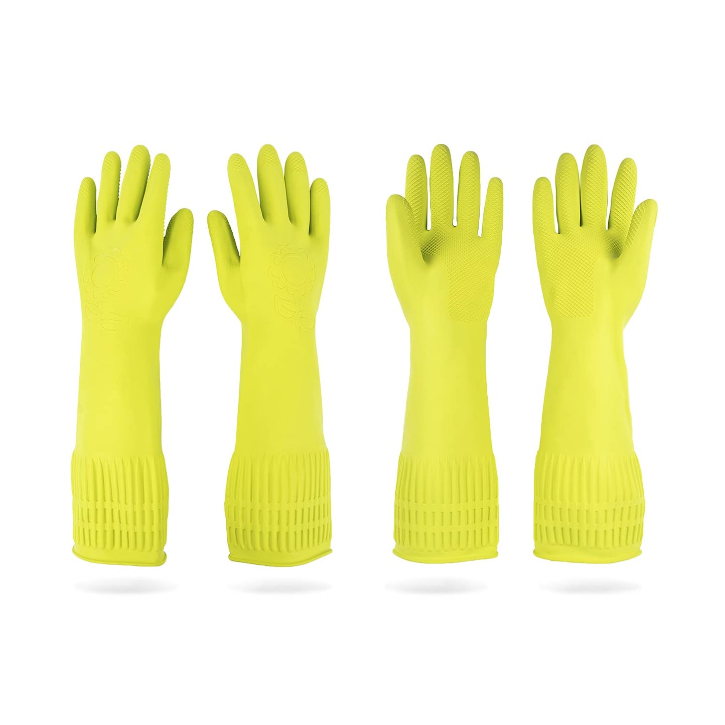Mamison 2 Pairs Reusable Waterproof Household Dishwashing Cleaning Rubber Gloves, Non-Slip Kitchen Glove (Pink, Medium (Pack of 2))