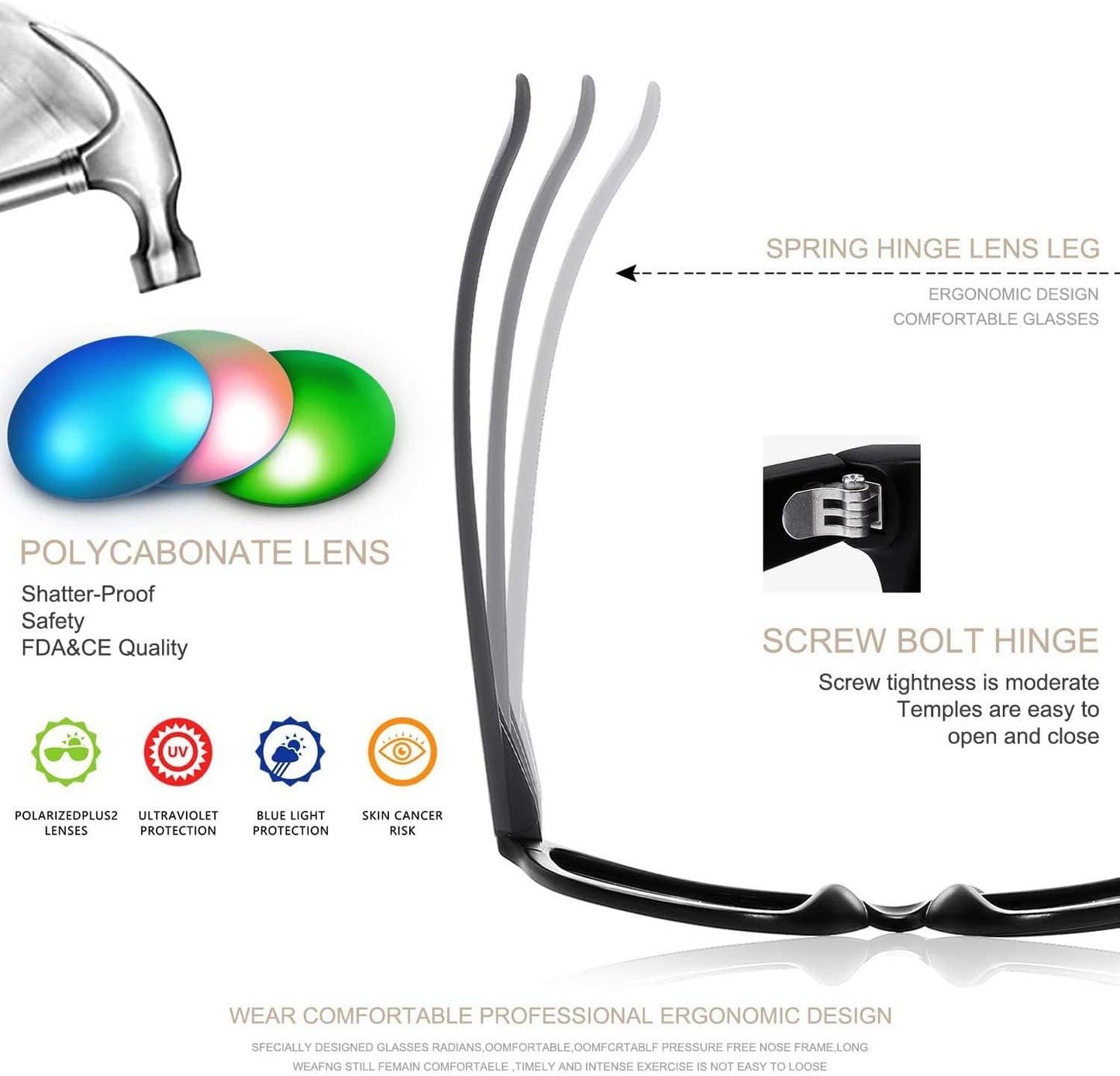 Men’s Polarized Retro Sunglasses – Unisex UV400 Protection for Driving & Outdoor Sports (Black)